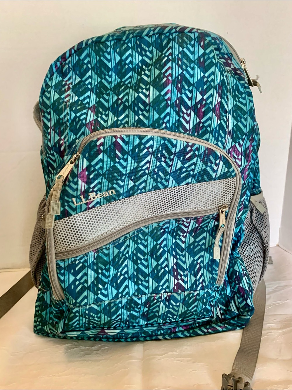 L.L.Bean Geometric Deluxe School Backpack - Ocean Teal Geo
